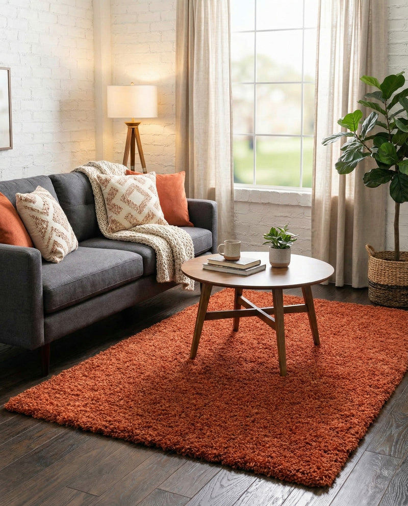 Plush Oasis Collection Area Rug - Serenity (Terracotta) Rectangle Terracotta  lifestyle 32