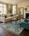 Persian Elegance Collection Area Rug -  Qom Rectangle Blue  lifestyle 13