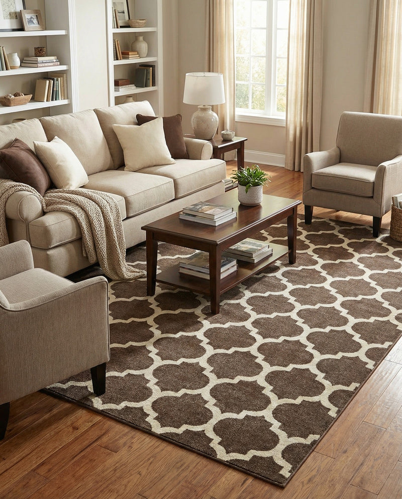 Lattice Gardens Collection Area Rug -  Bloomfield (Brown) Rectangle Brown  lifestyle 28