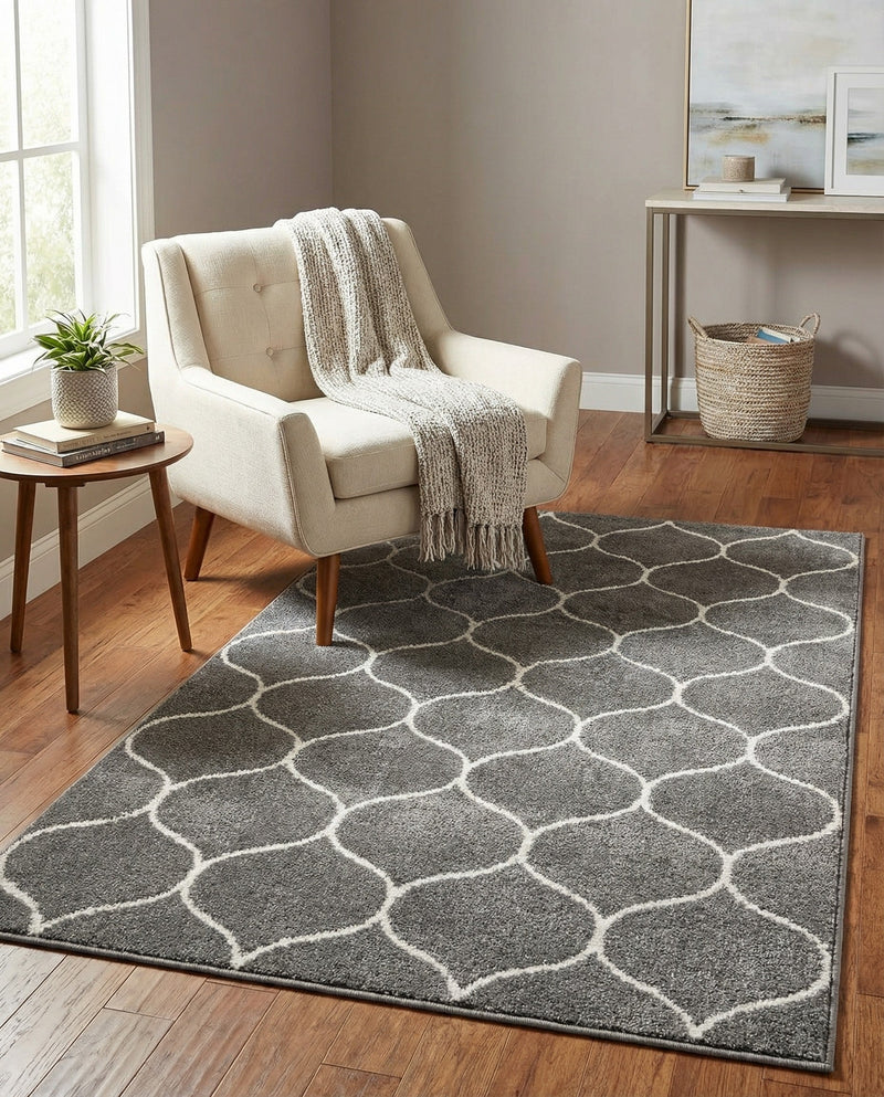 Trellis Mosaic Collection Area Rug -  Pergolatown (Dark Gray) Rectangle Dark Gray  lifestyle 8