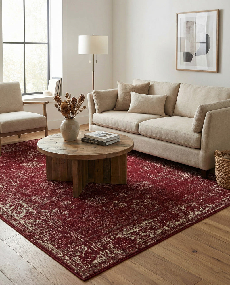 Riviera Elegance Collection Area Rug - Antibes (Burgundy) Rectangle Burgundy  lifestyle 31