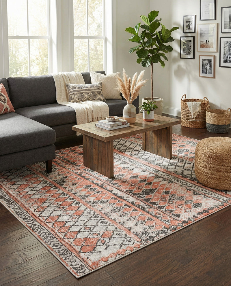 Dresden Elegance Collection Area Rug -  Zittau Rectangle Salmon  lifestyle 65