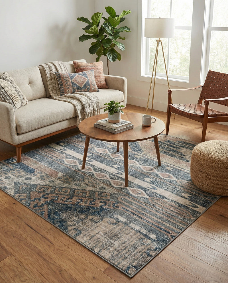 Cascade Range Collection Area Rug - Hood (Navy Blue) Square Navy Blue  lifestyle 69