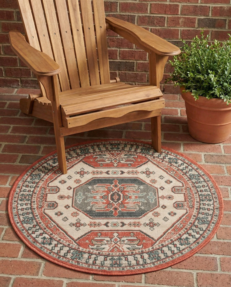 Patio Heritage Collection Area Rug - Veranda Round Multi  lifestyle 79