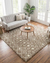 Berber Lattice Shag Collection Area Rug - Atlas (Light Brown) Square Light Brown  lifestyle 35