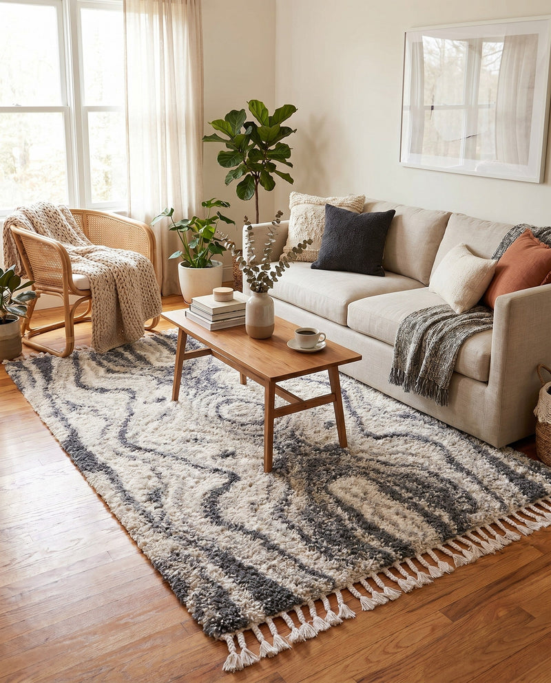 Cozy Cove Shag Collection Area Rug -  Seabreeze Rectangle Gray  lifestyle 26