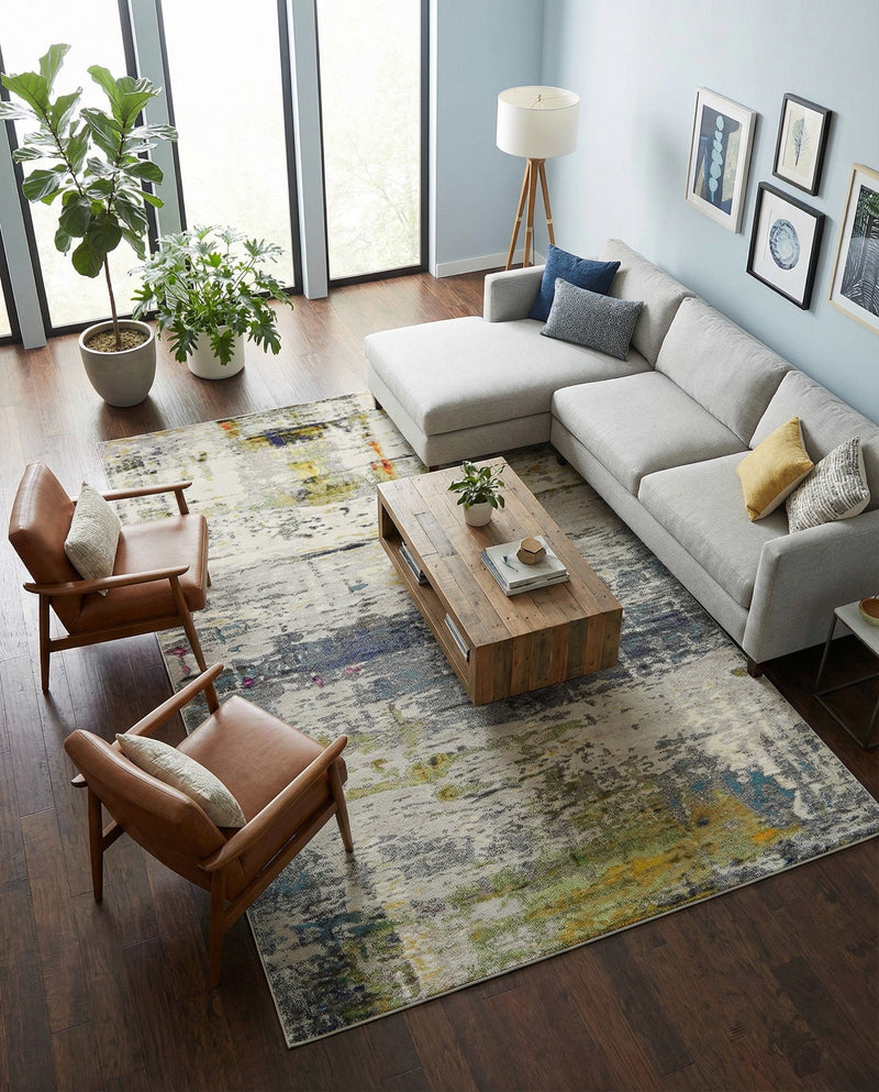 Chromatic Oasis Collection Area Rug -  Prism Rectangle Gray  lifestyle 21