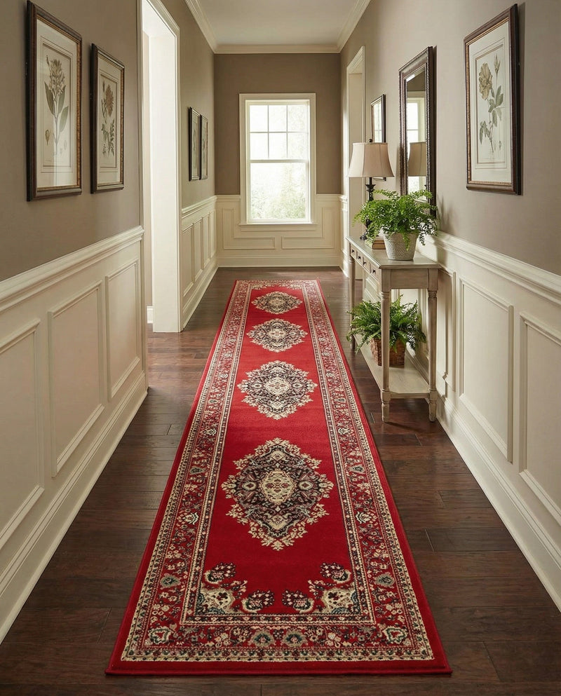Tabriz Tapestry Collection Area Rug - Azerbaijan (Red) Runner Red  lifestyle 43