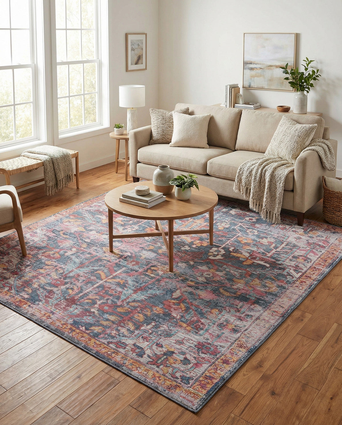 Zahara Oasis Collection Area Rug -  Nador Square Navy Blue  lifestyle 94