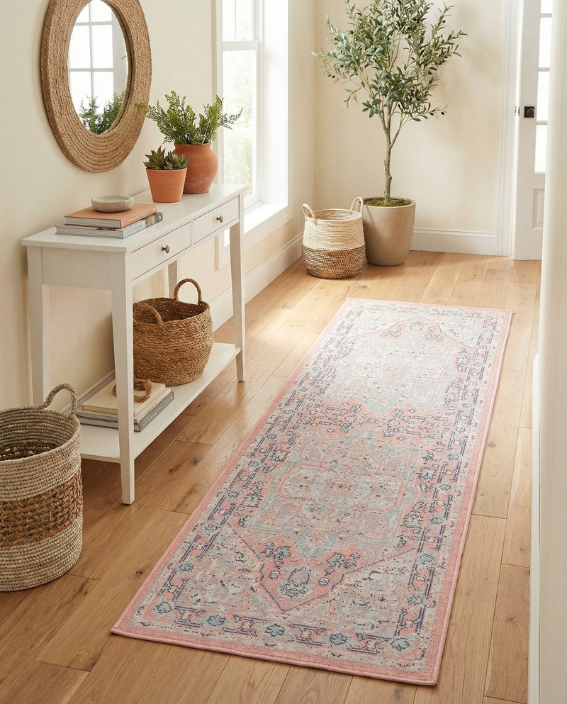 Savannah Series Collection Area Rug - Charleston (Powder Pink) Runner Powder Pink  lifestyle 71