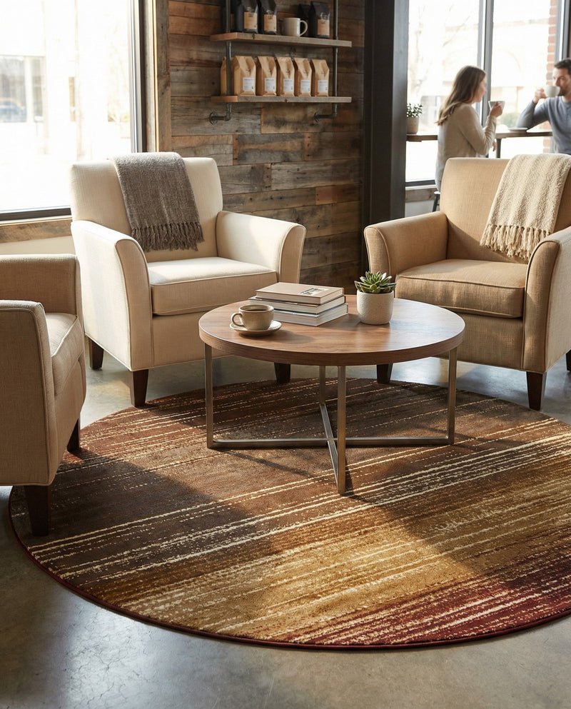 Bistro Lounge Collection Area Rug -  Cortado Round Beige  lifestyle 64