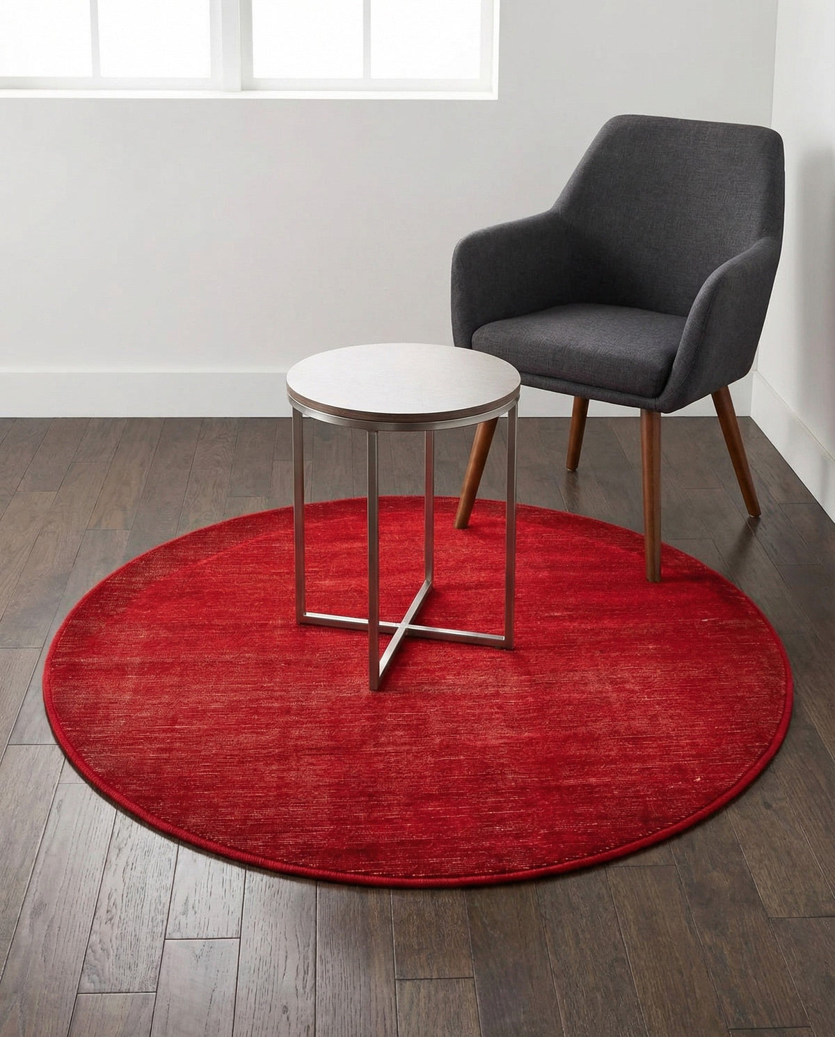 Soho Elegance Collection Area Rug - Chelsea (Burgundy) Round Burgundy  lifestyle 34