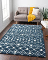 Berber Lattice Shag Collection Area Rug - Atlas (Navy Blue) Rectangle Navy Blue  lifestyle 19