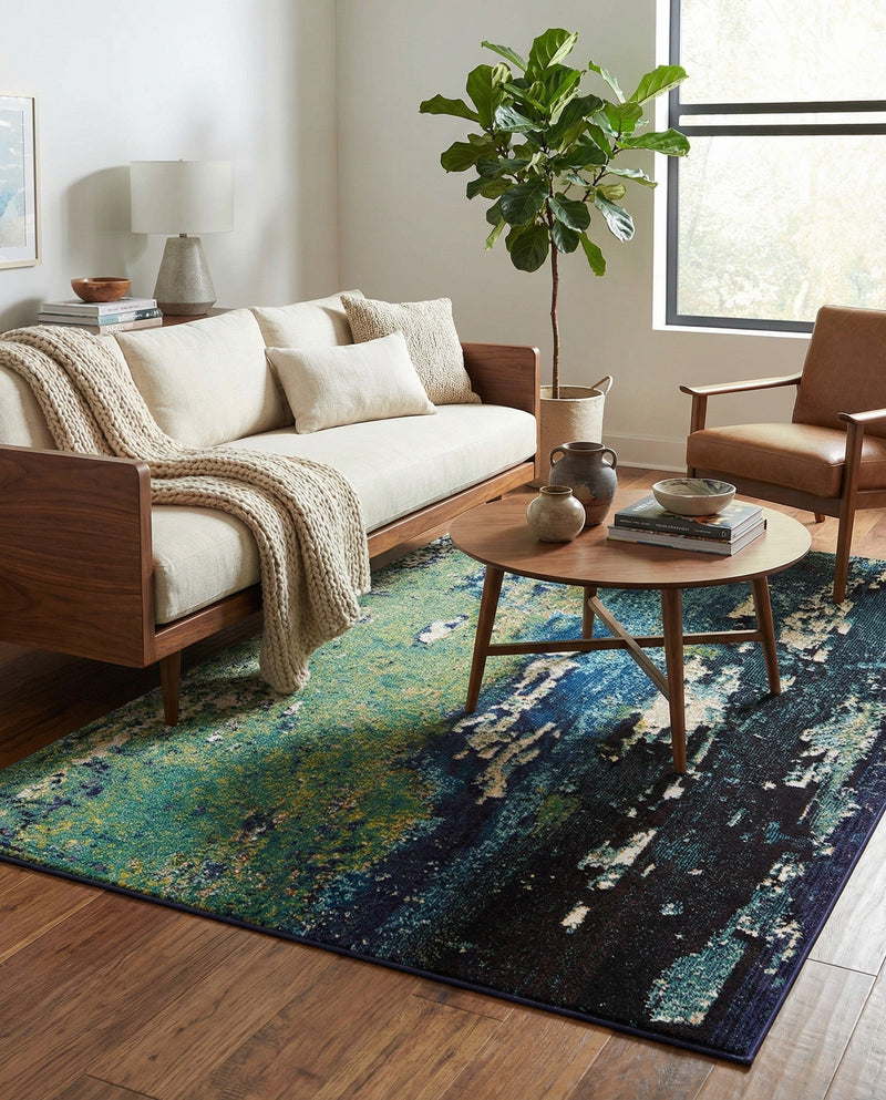 Marrakesh Elegance Collection Area Rug -  Figuig Rectangle Navy Blue  lifestyle 7
