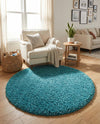 Plush Oasis Collection Area Rug - Serenity (Deep Aqua Blue) Round Deep Aqua Blue  lifestyle 31