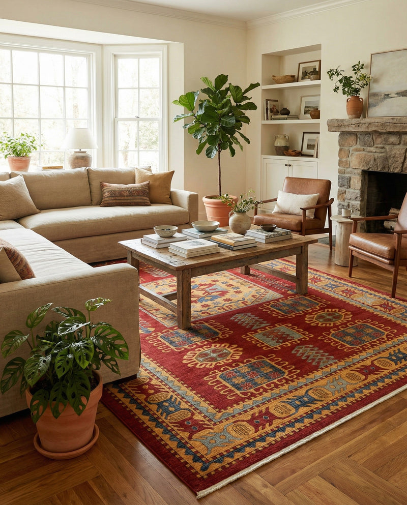 Persian Elegance Collection Area Rug -  Zanjan Rectangle Red  lifestyle 8