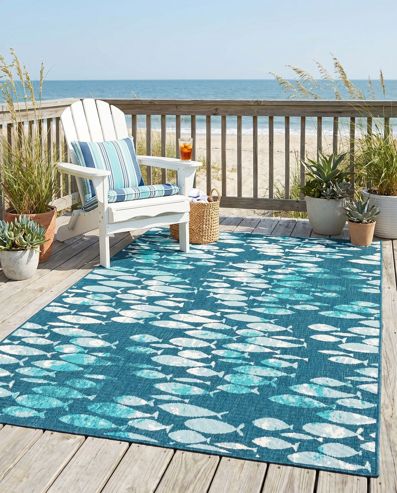 Seaside Haven Rugs Collection Area Rug -  Wavecrest Rectangle Blue  lifestyle 8