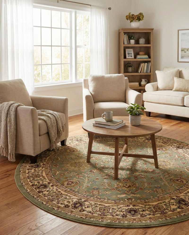Jaipur Elegance Collection Area Rug -  City Round Light Green  lifestyle 46