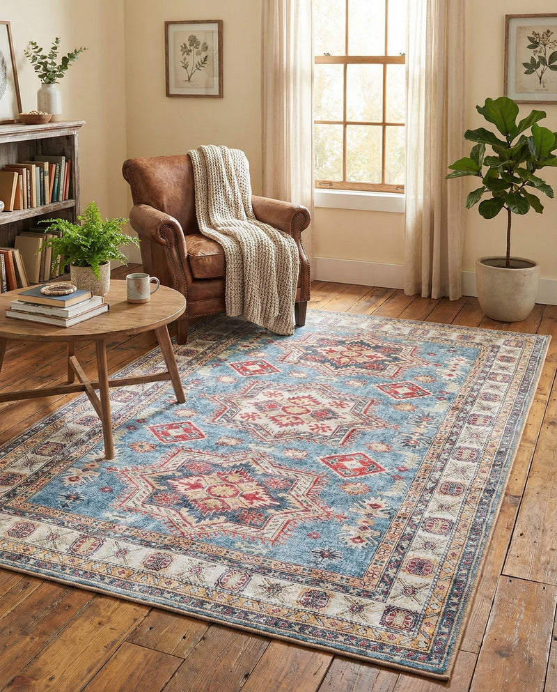Heritage Elegance Collection Area Rug -  Neuschwanstein Rectangle Light Blue  lifestyle 28