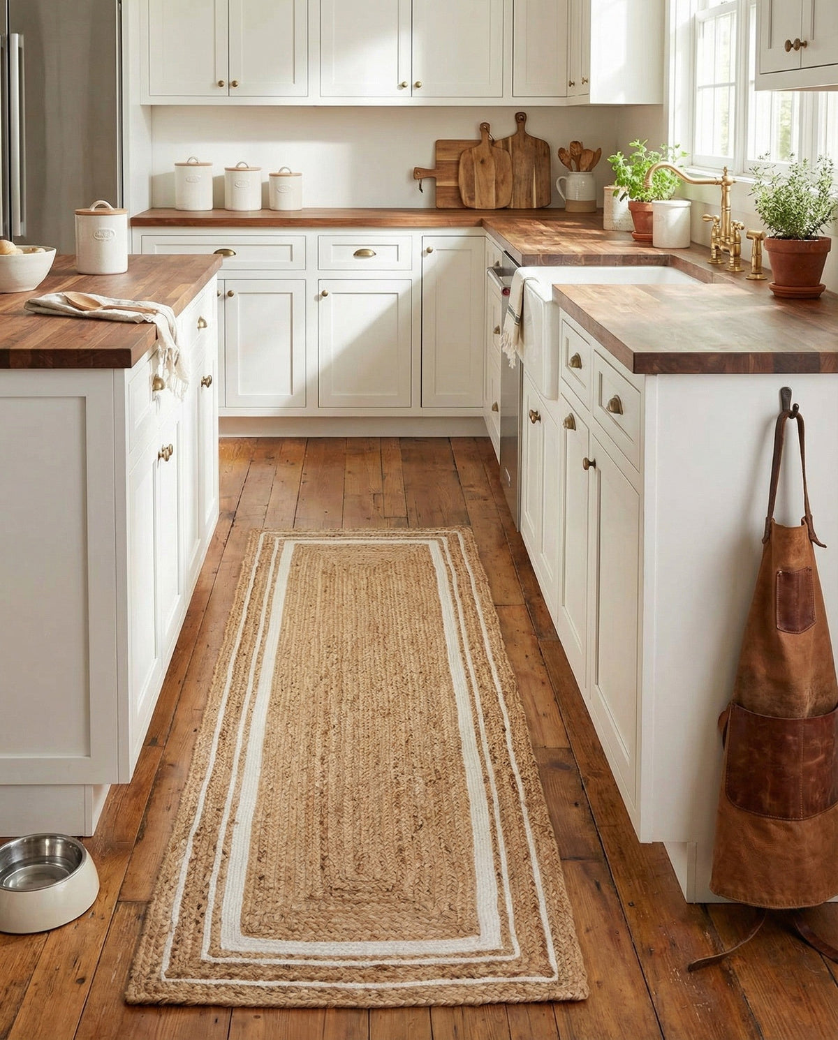 Woven Seaside Jute Collection Area Rug - Nantucket Runner Natural and White  lifestyle 64