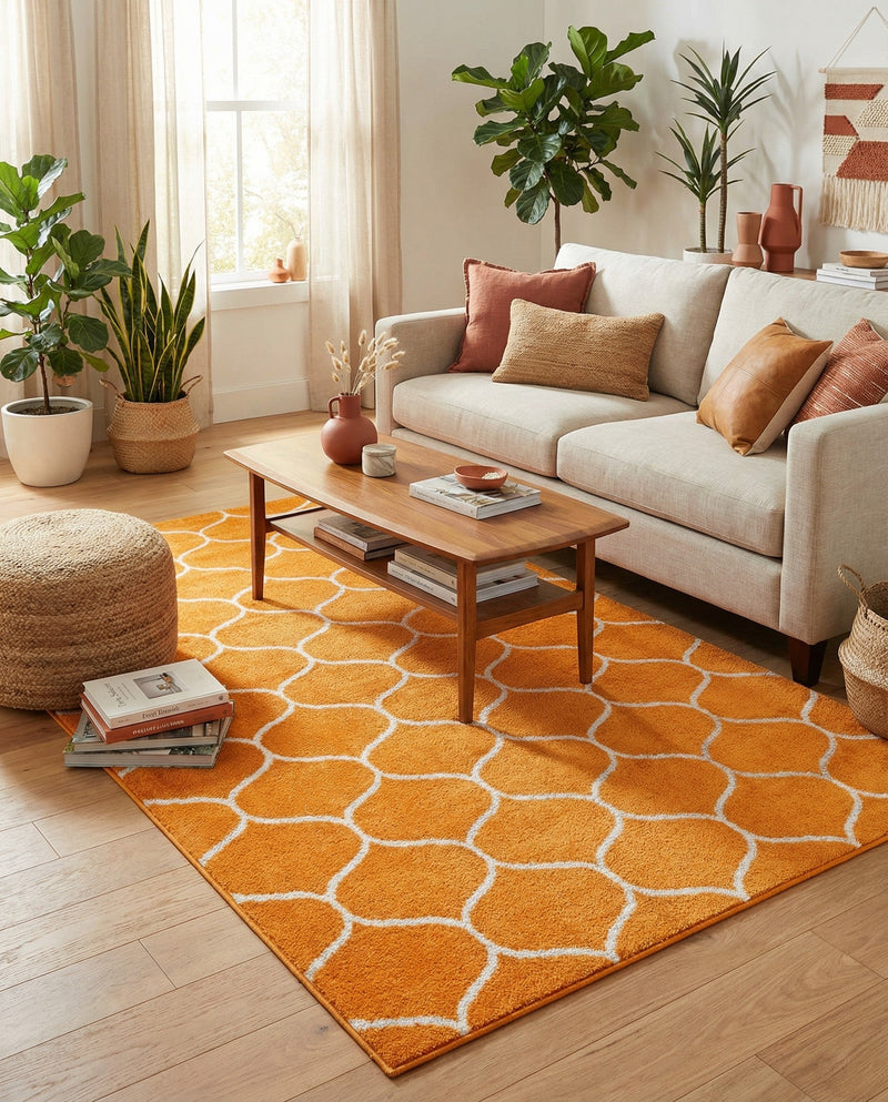 Trellis Mosaic Collection Area Rug -  Pergolatown (Orange) Rectangle Orange  lifestyle 5