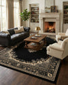 Tabriz Tapestry Collection Area Rug - Azerbaijan (Black) Rectangle Black  lifestyle 11