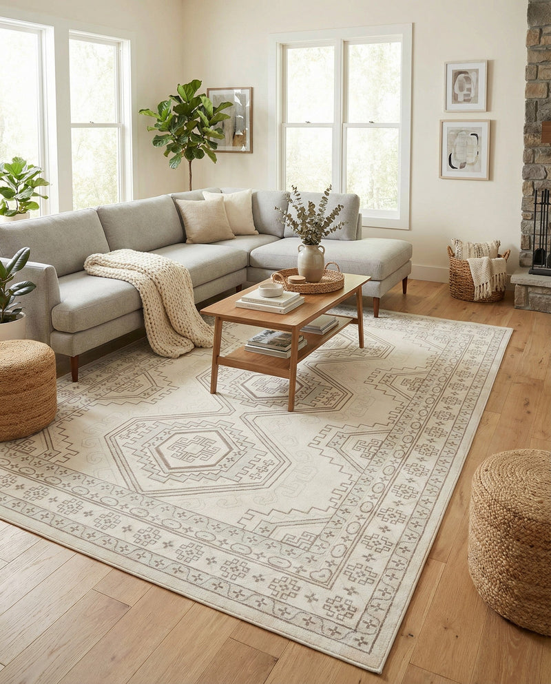 Savannah Elegance Collection Area Rug -  Tybee (Ivory) Rectangle Ivory  lifestyle 29