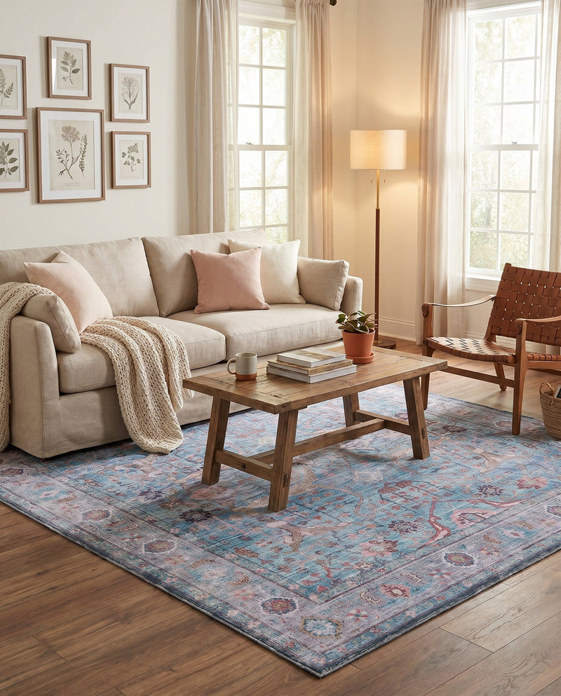 Zahara Oasis Collection Area Rug -  Marrakech Square Blue  lifestyle 51