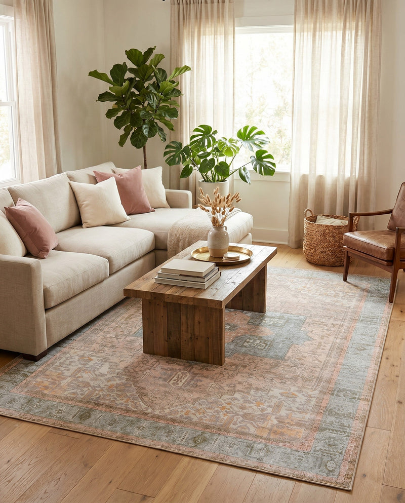 Heritage Elegance Collection Area Rug -  Windsor (Light Brown) Rectangle Light Brown  lifestyle 13