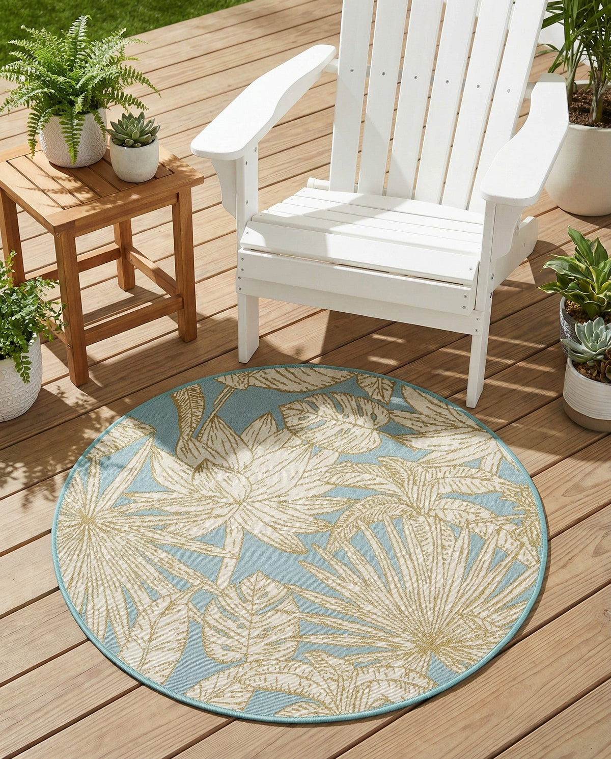 Seaside Blooms Collection Area Rug -  Shalimar Round Soft Blue  lifestyle 85