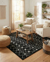 Mediterranean Lattice Collection Area Rug - Santorini (Black and White) Square Black and White  lifestyle 28