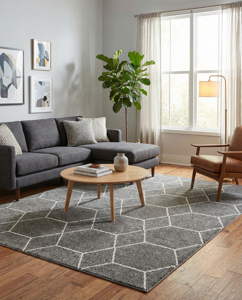 Trellis Mosaic Collection Area Rug - Arborville (Light Gray) Rectangle Light Gray  lifestyle 12