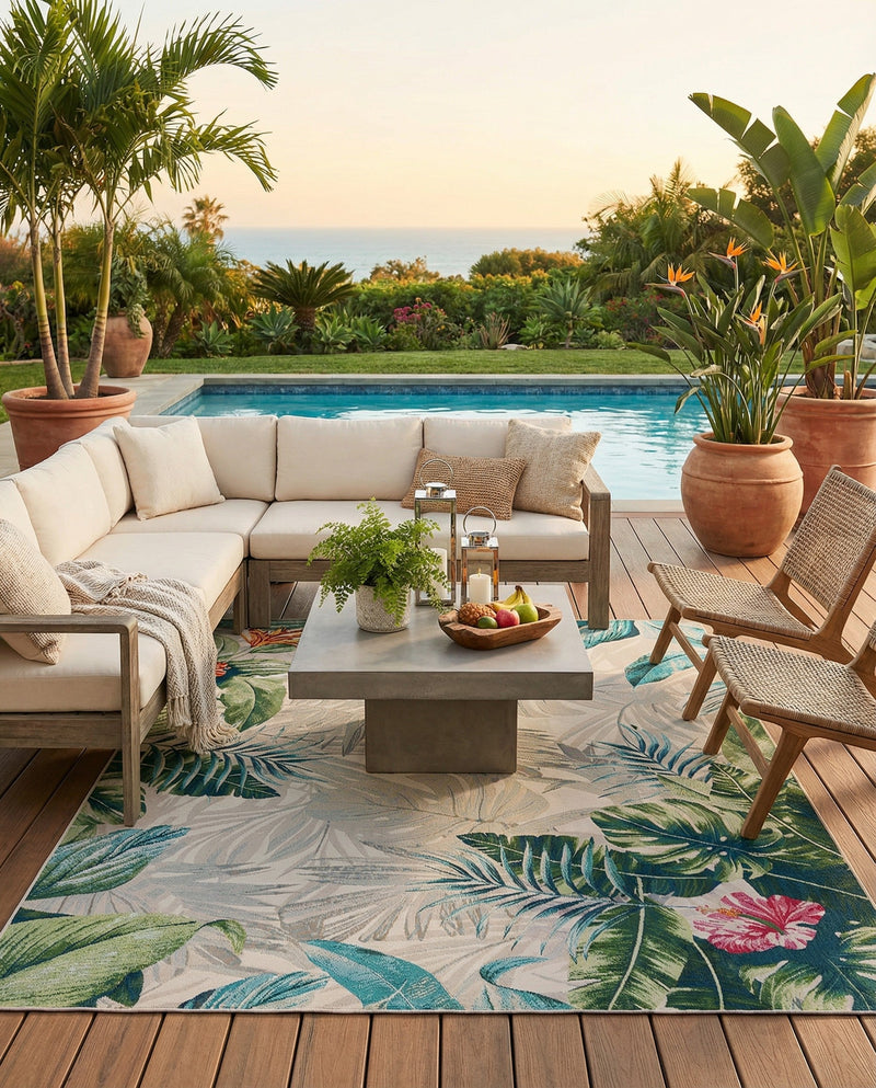 Seaside Blooms Collection Area Rug -  Paradise Rectangle Multi  lifestyle 19