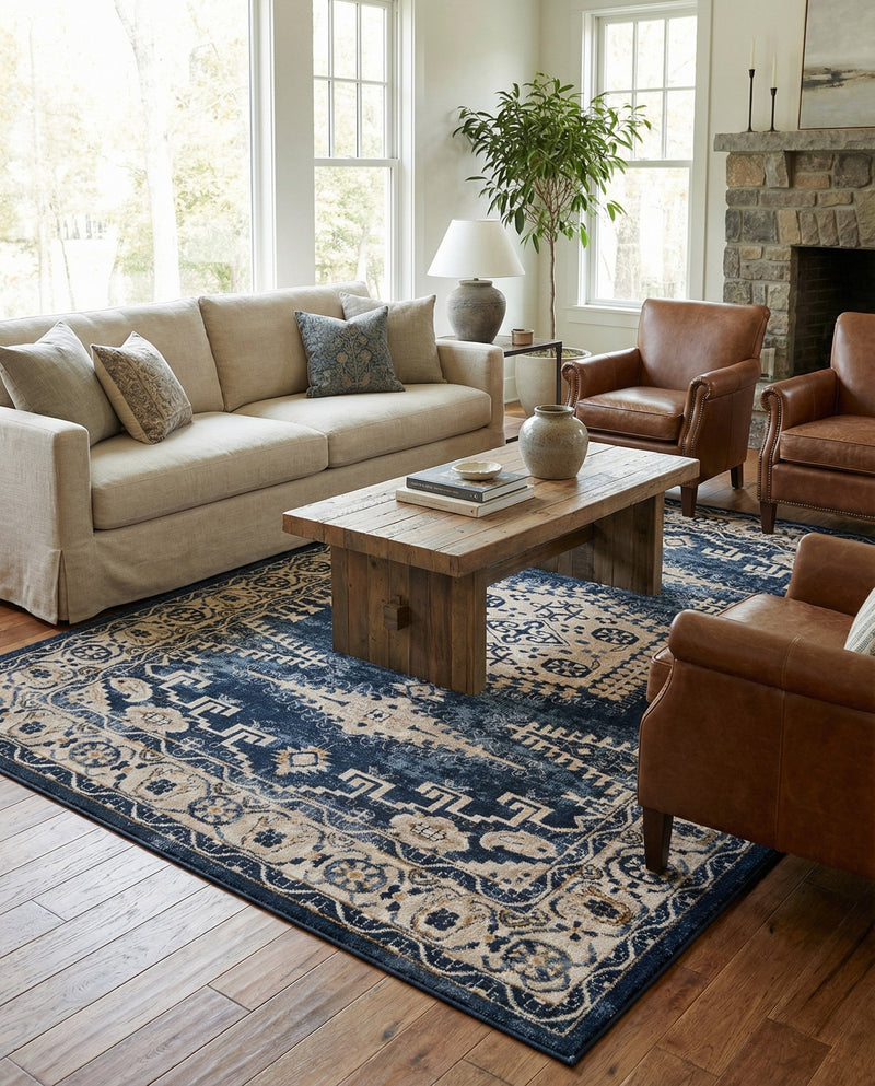 Eden Oasis Collection Area Rug -  Refuge (Dark Blue) Rectangle Dark Blue  lifestyle 19