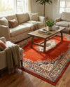 Tabriz Tapestry Collection Area Rug - Azerbaijan (Terracotta) Rectangle Terracotta  lifestyle 13
