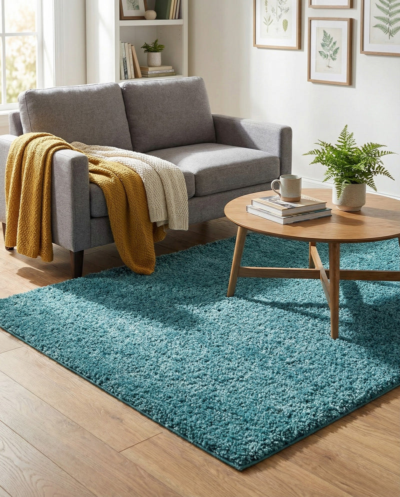Cozy Comfort Shag Collection Area Rug - Haven (Turquoise) Rectangle Turquoise  lifestyle 8