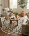 Persian Elegance Collection Area Rug -  Kerman (Ivory) Round Ivory  lifestyle 26