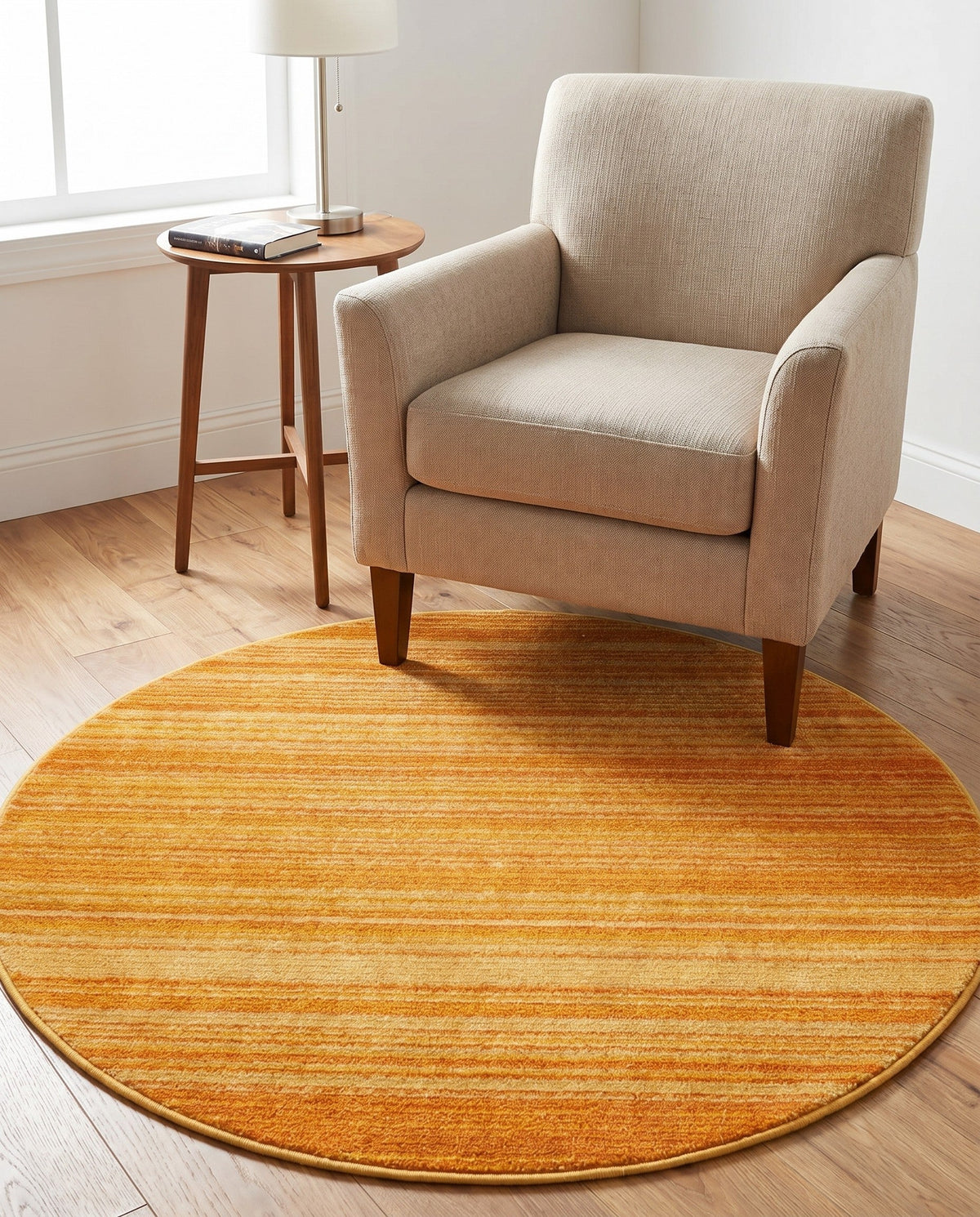 Jewel Oasis Collection Area Rug - Sapphire (Yellow) Round Yellow  lifestyle 84