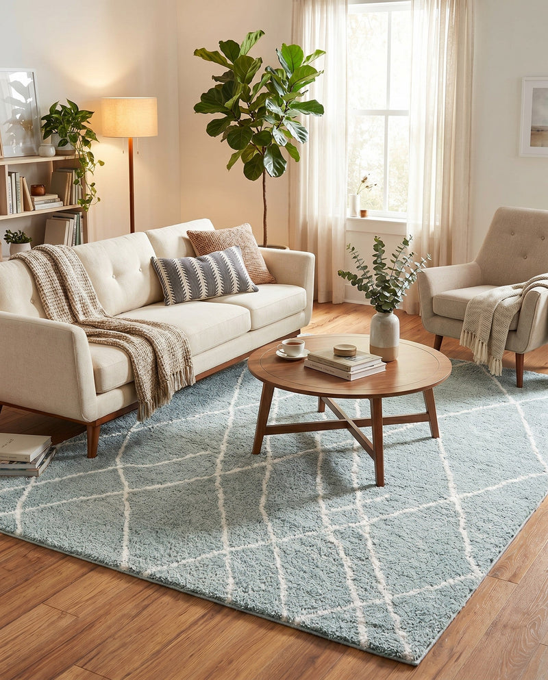 Cozy Haven Shag Collection Area Rug - Serenity (Sage Green) Rectangle Sage Green  lifestyle 18
