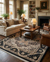Persian Elegance Collection Area Rug -  Shiraz Rectangle Navy Blue  lifestyle 44