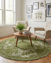 Dover Terrace Collection Area Rug -  Lagoon (Green) Round Green  lifestyle 48