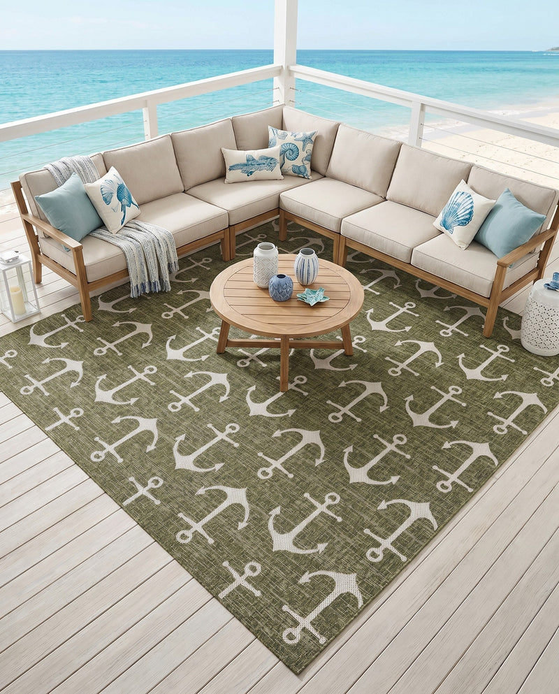 Seaside Haven Rugs Collection Area Rug - Sapphire (Green) Square Green  lifestyle 34