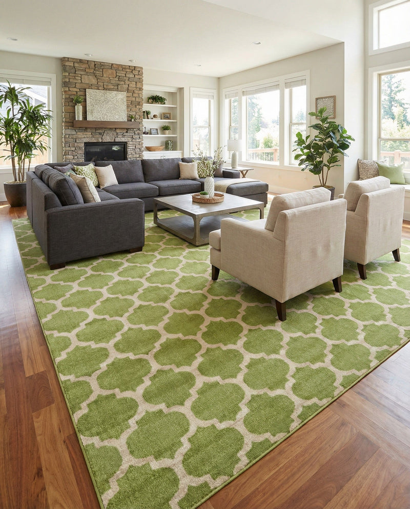 Lattice Gardens Collection Area Rug -  Bloomfield (Light Green) Rectangle Light Green  lifestyle 12