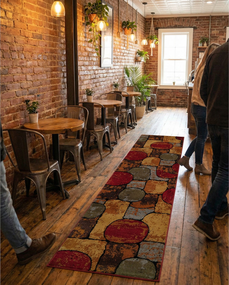 Bistro Lounge Collection Area Rug -  Cappuccino Runner Multi  lifestyle 44