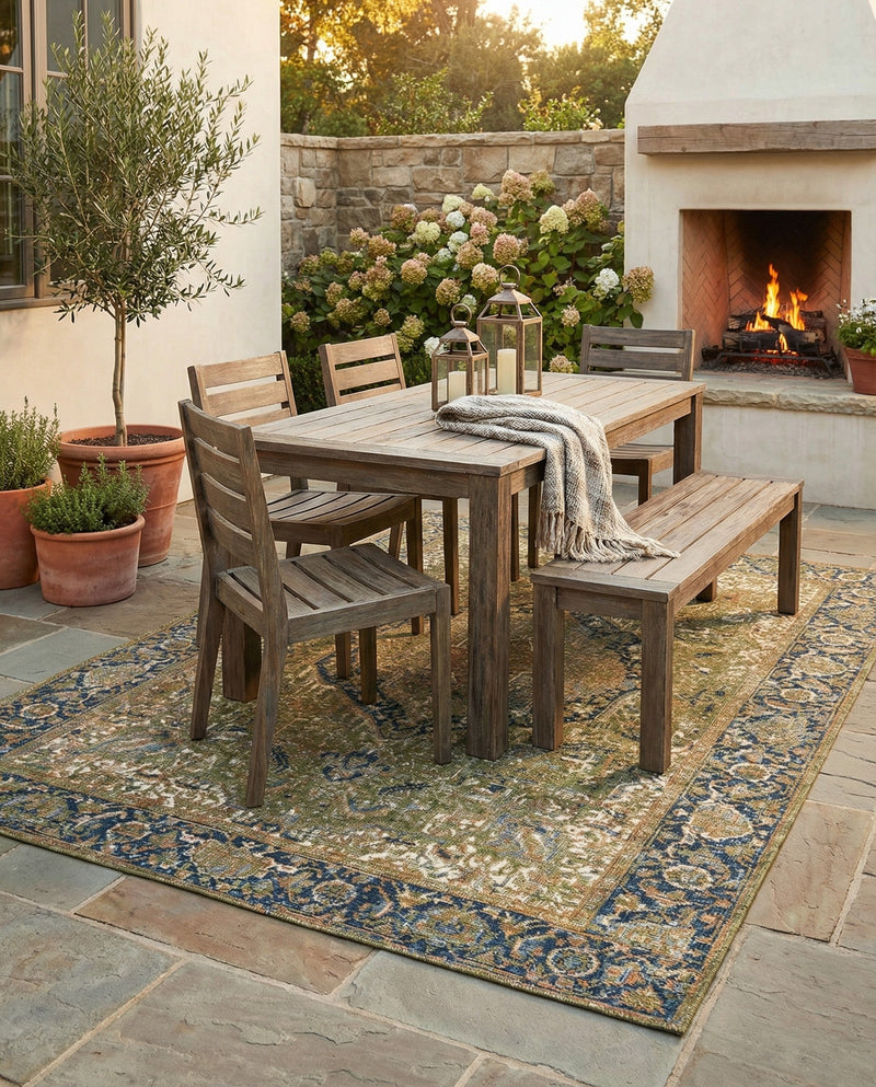 Patio Heritage Collection Area Rug -  Haven Rectangle Green  lifestyle 11