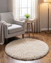 Eternal Plush Oasis Collection Area Rug -  Tranquility (Linen) Round Linen  lifestyle 66