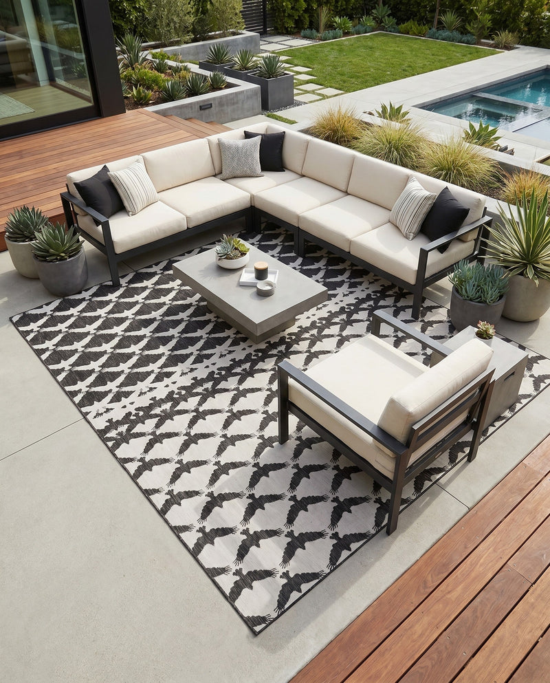 Urban Terrace Collection Area Rug -  Gramercy Square Black and White  lifestyle 63