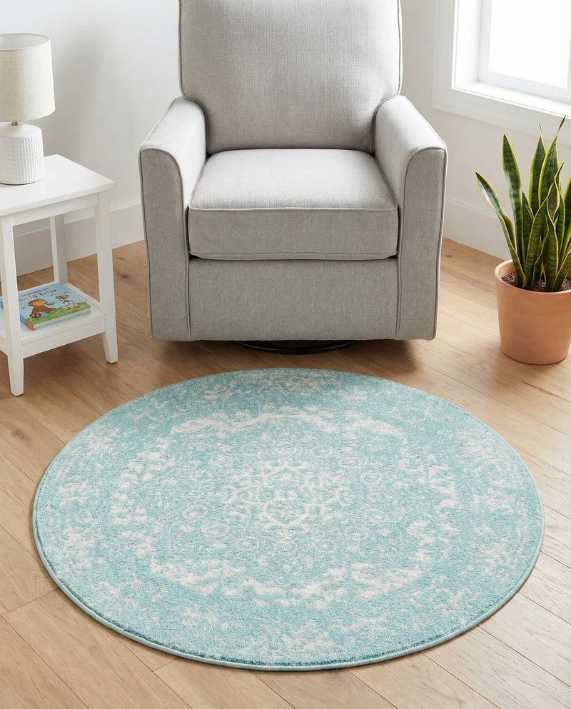 Georgetown Rugs Collection Area Rug - Dupont (Aqua) Round Aqua  lifestyle 62