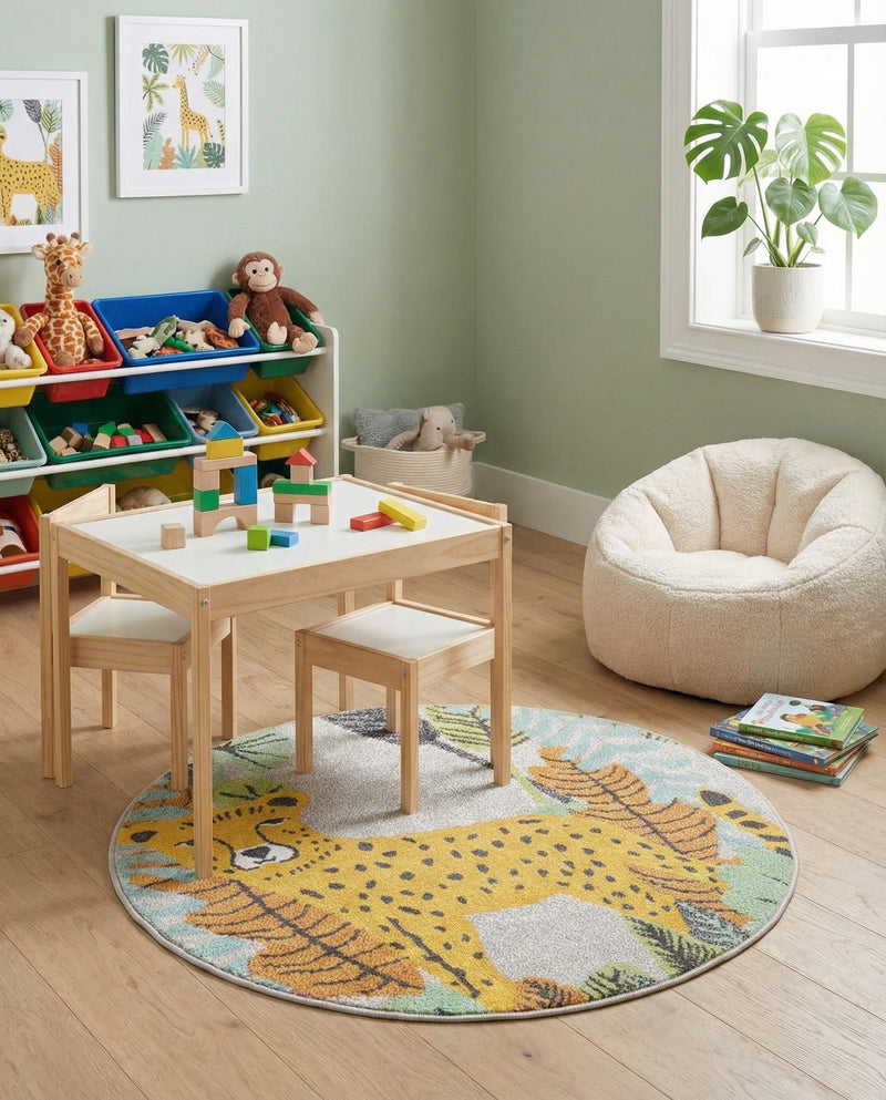 Wonder Tykes Collection Area Rug -  Puzzled Round Gray  lifestyle 38