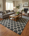 Lattice Gardens Collection Area Rug -  Bloomfield (Black) Rectangle Black  lifestyle 21